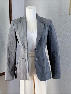 VTG 70s Lilli Ann UltraSuede Blazer S Grey Corporate Goth Office Siren Mod